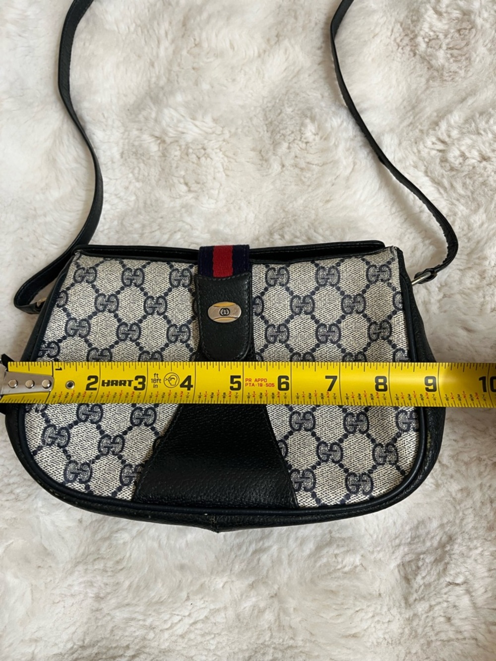 Vintage GUCCI GG Supreme Sherry Line Shoulder Bag PVC Navy Gold 72 02 024 - READ - Picture 16 of 16